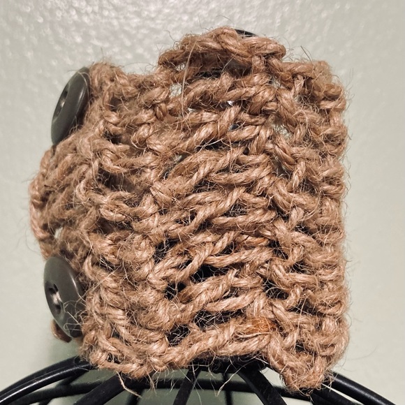 Boho Bohemian Chic Gypsy Wide Jute Natural Bracelet Button Closure- 8" x 2" - Picture 8 of 11